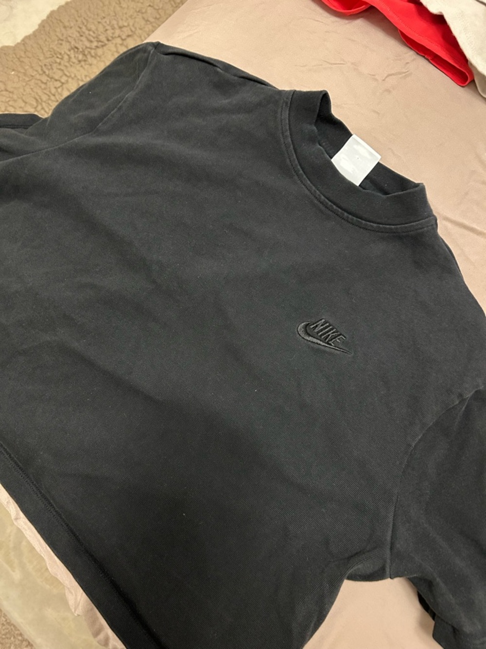 Nike Black Crewneck Sweatshirt with Tag Detail